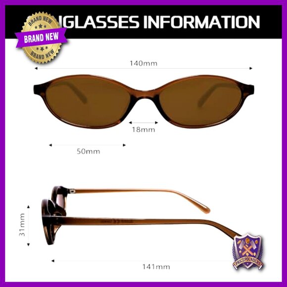 Retro Oval Sunglasses Chic Cat Eye 90s Sunnies Lightweight Narrow Frame main image 4